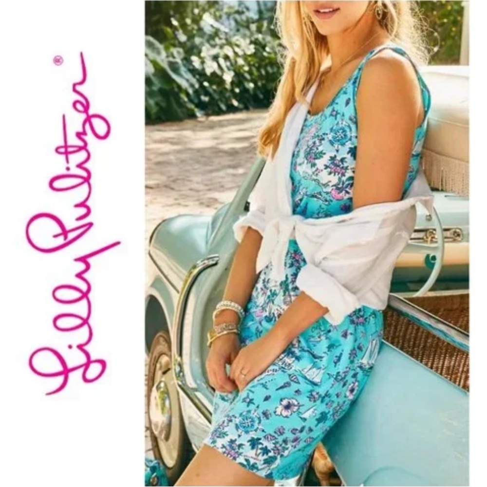 Lilly Pulitzer Newberri Tank Dress XXS Lillys Road Trip All-Over Florida NWOT